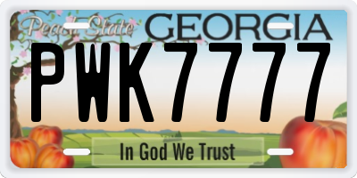 GA license plate PWK7777