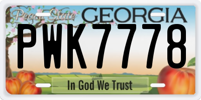 GA license plate PWK7778