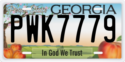 GA license plate PWK7779