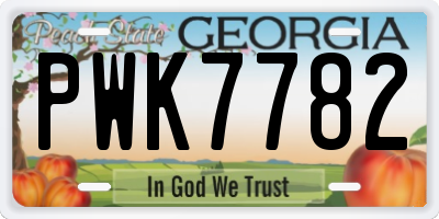 GA license plate PWK7782