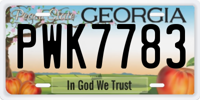GA license plate PWK7783