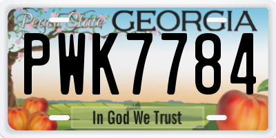 GA license plate PWK7784
