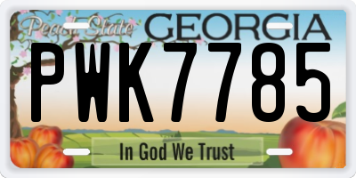 GA license plate PWK7785