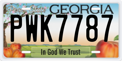 GA license plate PWK7787