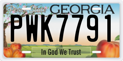 GA license plate PWK7791