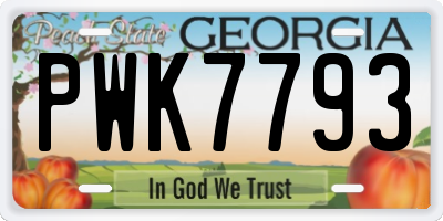 GA license plate PWK7793