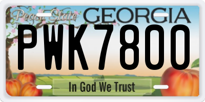 GA license plate PWK7800
