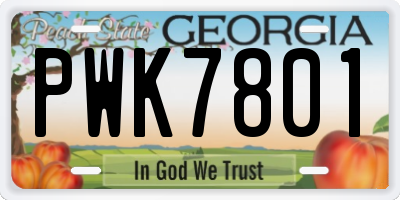 GA license plate PWK7801