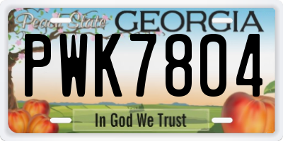 GA license plate PWK7804