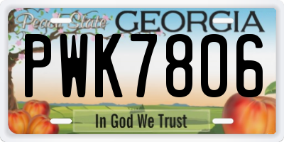 GA license plate PWK7806