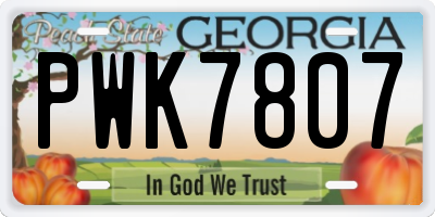 GA license plate PWK7807