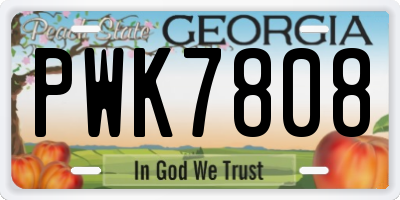 GA license plate PWK7808