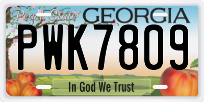 GA license plate PWK7809