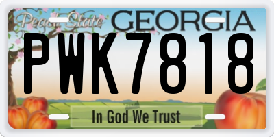 GA license plate PWK7818