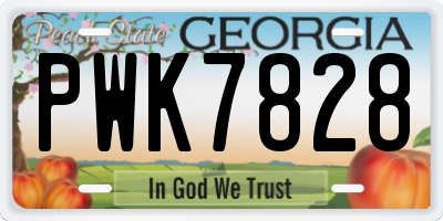 GA license plate PWK7828