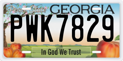 GA license plate PWK7829