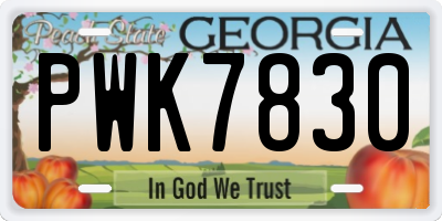 GA license plate PWK7830