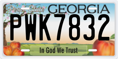 GA license plate PWK7832