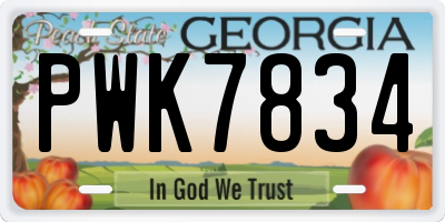 GA license plate PWK7834