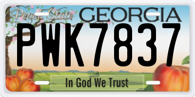 GA license plate PWK7837