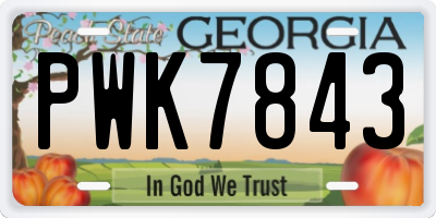 GA license plate PWK7843