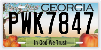 GA license plate PWK7847