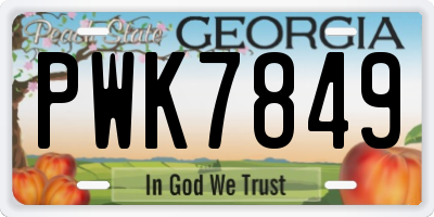 GA license plate PWK7849