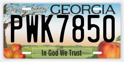 GA license plate PWK7850
