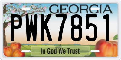 GA license plate PWK7851