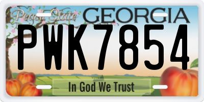 GA license plate PWK7854