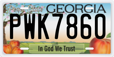 GA license plate PWK7860