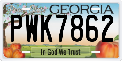 GA license plate PWK7862
