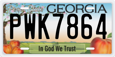 GA license plate PWK7864