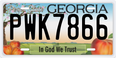 GA license plate PWK7866