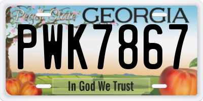 GA license plate PWK7867