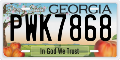GA license plate PWK7868