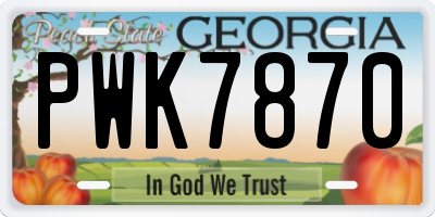 GA license plate PWK7870