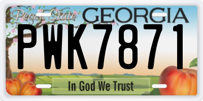 GA license plate PWK7871