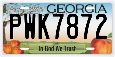 GA license plate PWK7872