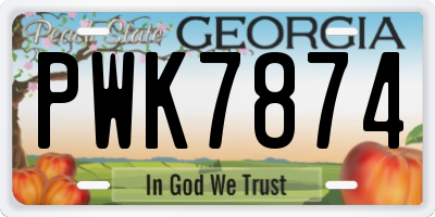 GA license plate PWK7874