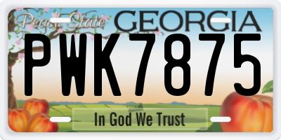 GA license plate PWK7875