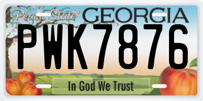 GA license plate PWK7876