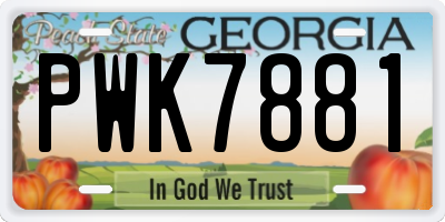 GA license plate PWK7881
