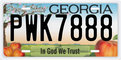 GA license plate PWK7888