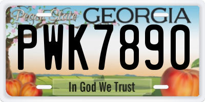 GA license plate PWK7890