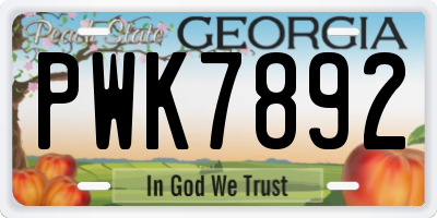 GA license plate PWK7892