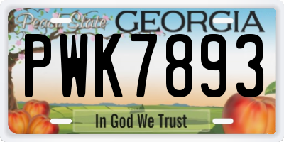 GA license plate PWK7893