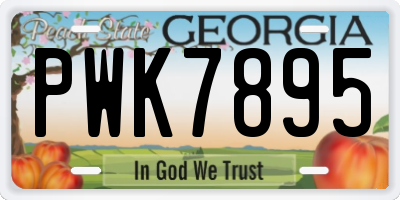 GA license plate PWK7895