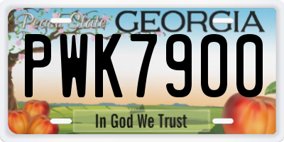 GA license plate PWK7900
