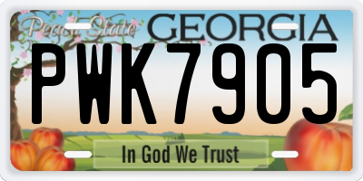 GA license plate PWK7905